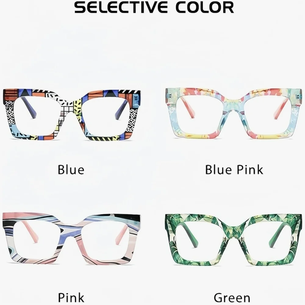 NEW Blue Multicolor Colorblock Oversized Fashion Glasses